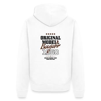 Baujahr 1960 - Unisex Premium Bio Zip Hoodie - Weiß - Hinten - Thijin (182cm)