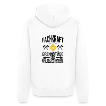 Fachkraft Holz - Unisex Premium Bio Zip Hoodie - Weiß - Hinten - Thijin (182cm)
