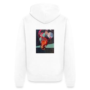 Bull Series - Unisex Premium Bio Zip Hoodie - Weiß - Hinten - Thijin (182cm)