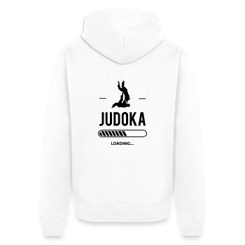 Judoka loading - Unisex Premium Bio Zip Hoodie - Weiß - Hinten - Thijin (182cm)
