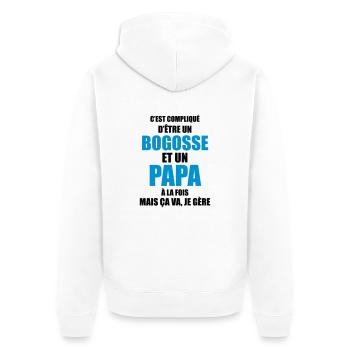 c'est compliqué d'être un bogosse et un papa - Veste à capuche bio Premium Unisexe - blanc - Dos - Thijin (182cm)
