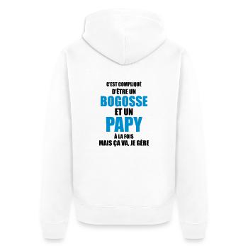 c'est compliqué d'être un bogosse et un papy - Veste à capuche bio Premium Unisexe - blanc - Dos - Thijin (182cm)