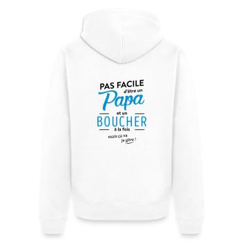 Papa boucher - Veste à capuche bio Premium Unisexe - blanc - Dos - Thijin (182cm)