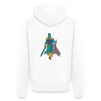 Ritter - Unisex Premium Bio Zip Hoodie - Weiß - Hinten - Thijin (182cm)