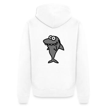 shark - Unisex Premium Bio Zip Hoodie - Weiß - Hinten - Thijin (182cm)