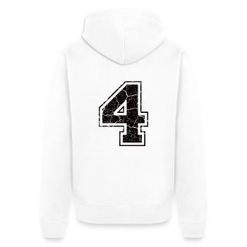 4 four vier black schwarz (de) - Unisex Premium Bio Zip Hoodie - Weiß - Hinten - Thijin (182cm)