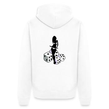 spielwürfel - Unisex Premium Bio Zip Hoodie - Weiß - Hinten - Thijin (182cm)