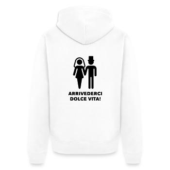 Arrivederci Dolce Vita! - Unisex Premium Bio Zip Hoodie - Weiß - Hinten - Thijin (182cm)