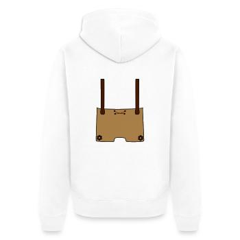 Meine erste Lederhose (hinten) - Unisex Premium Bio Zip Hoodie - Weiß - Hinten - Thijin (182cm)