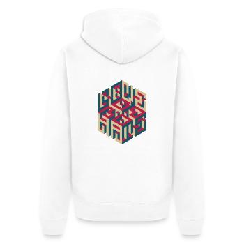 LOVE/HATE - Unisex Premium Bio Zip Hoodie - Weiß - Hinten - Thijin (182cm)