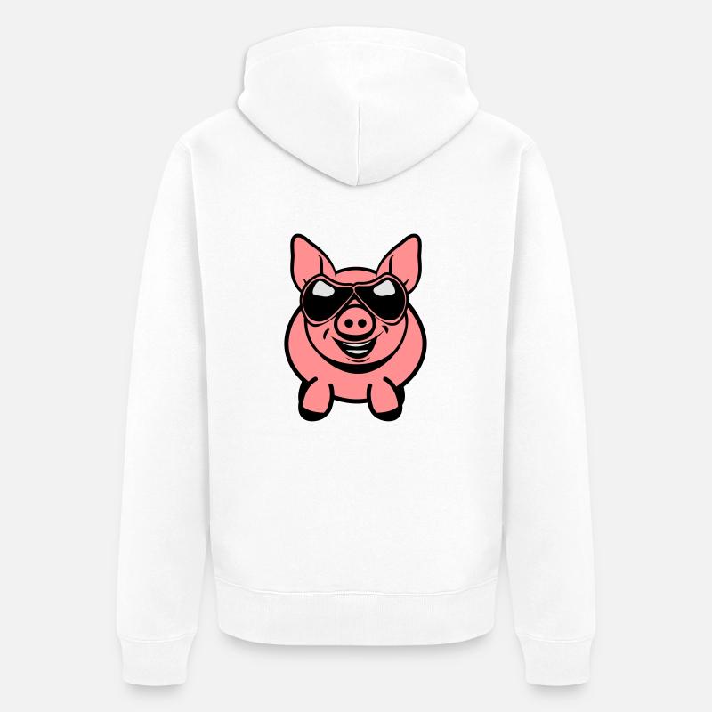 Lunette sympathique drôle de cochon - Veste à capuche bio Premium Unisexe - blanc