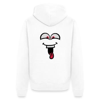 Laughing crazy fun tongue out - Unisex Premium Organic Zip Hoodie - white - Back - Thijin (182cm)