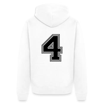 4_Nummer_4_(s31) - Unisex Premium Bio Zip Hoodie - Weiß - Hinten - Thijin (182cm)