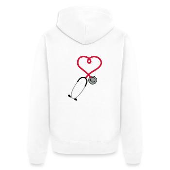 Stethoskop_sp7 - Unisex Premium Bio Zip Hoodie - Weiß - Hinten - Thijin (182cm)