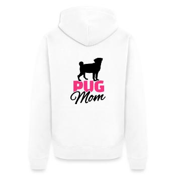 Pug Mom - Unisex Premium Organic Zip Hoodie - white - Back - Thijin (182cm)