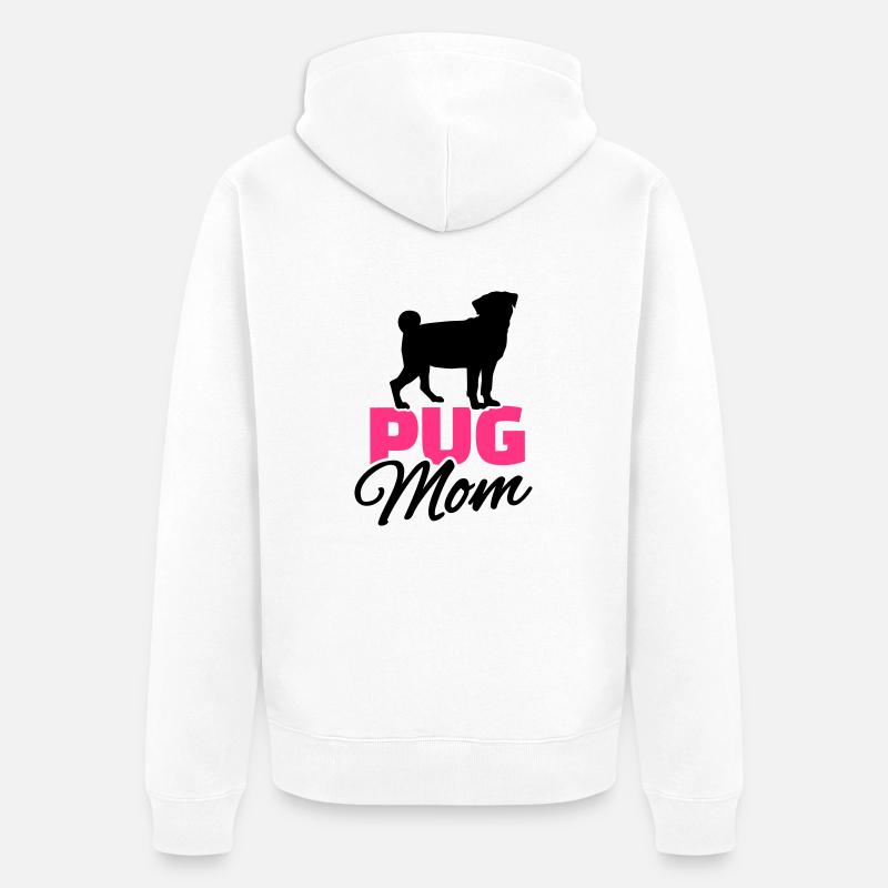 Pug Mom - Veste à capuche bio Premium Unisexe - blanc