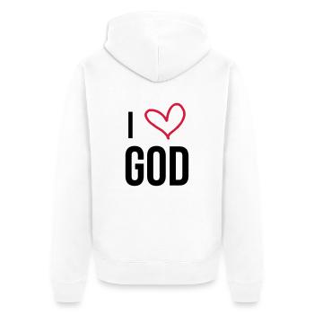 Christlich / Christ / Katholisch / Religion - Unisex Premium Bio Zip Hoodie - Weiß - Hinten - Thijin (182cm)