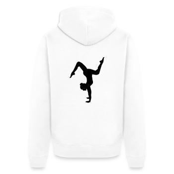 Bodenturnen - Unisex Premium Bio Zip Hoodie - Weiß - Hinten - Thijin (182cm)