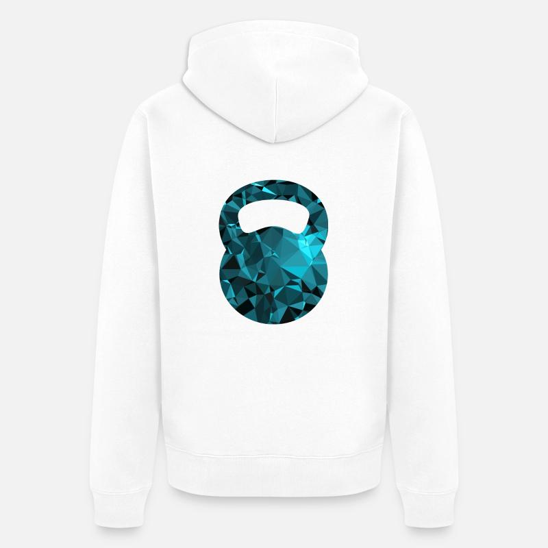 Kettlebell (Low Poly) - Unisex Premium Bio Zip Hoodie - Weiß