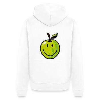 Smiley Green Apple - Unisex Premium Organic Zip Hoodie - white - Back - Thijin (182cm)