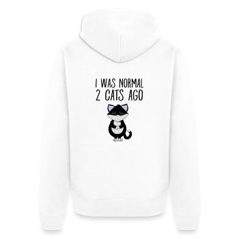 I Was Normal 2 Cats Ago - Unisex Premium Organic Zip Hoodie - white - Back - Thijin (182cm)