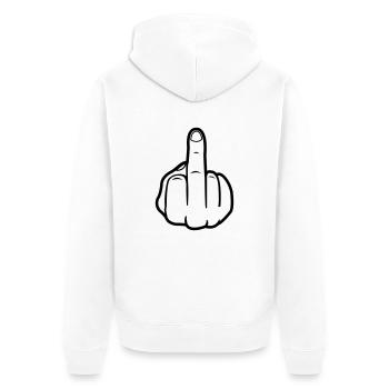 mittelfinger_black - Unisex Premium Bio Zip Hoodie - Weiß - Hinten - Thijin (182cm)