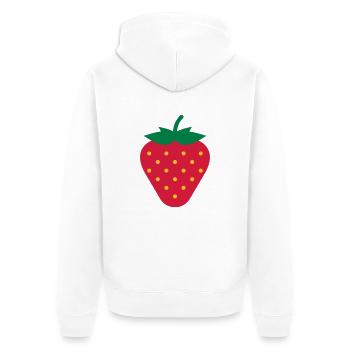 Erdbeere / Strawberry / Fraise / Fresa - Unisex Premium Bio Zip Hoodie - Weiß - Hinten - Thijin (182cm)