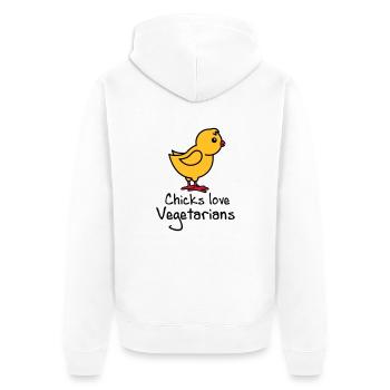 Vegetarier - Unisex Premium Bio Zip Hoodie - Weiß - Hinten - Thijin (182cm)