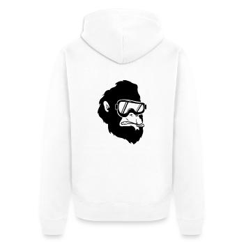 ski_gorilla_001 - Unisex Premium Bio Zip Hoodie - Weiß - Hinten - Thijin (182cm)