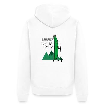 Wandernde Gurke (c) - Unisex Premium Bio Zip Hoodie - Weiß - Hinten - Thijin (182cm)