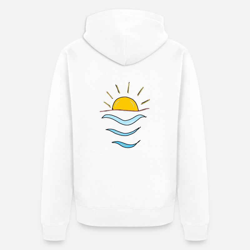 Soleil vagues,Plage,Mer,Cadeau,cool,tendance - Veste à capuche bio Premium Unisexe - blanc