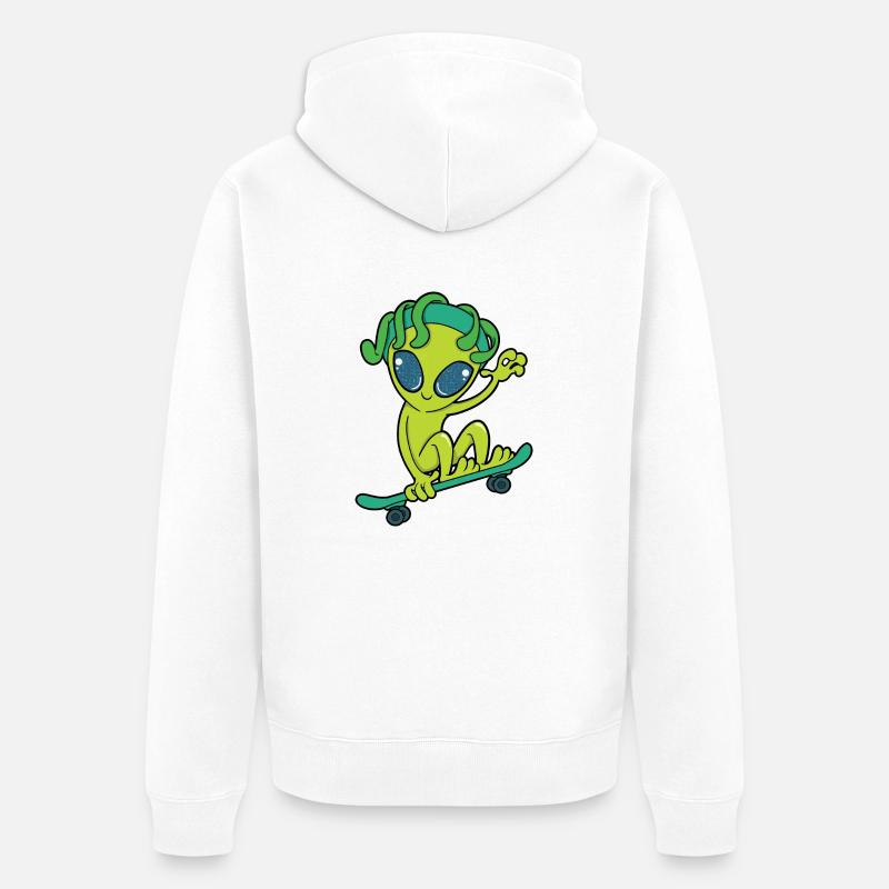 Skateboard Alien - Veste à capuche bio Premium Unisexe - blanc