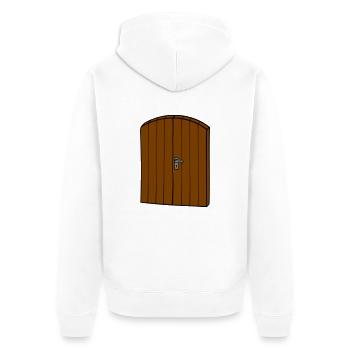 Tür aus Holz - Unisex Premium Bio Zip Hoodie - Weiß - Hinten - Thijin (182cm)
