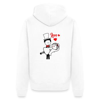 Couple marié - Veste à capuche bio Premium Unisexe - blanc - Dos - Thijin (182cm)