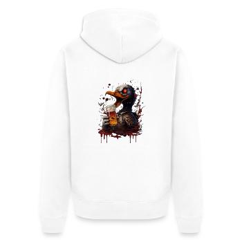 Cool , evil horror duck with beer - Unisex Premium Organic Zip Hoodie - white - Back - Thijin (182cm)