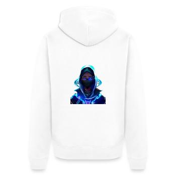 Blue Team Hacker Cyberpunk Digital Art - Unisex Premium Bio Zip Hoodie - Weiß - Hinten - Thijin (182cm)