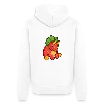 hugadino dino strawberry, cute dinosaur - Unisex Premium Organic Zip Hoodie - white - Back - Thijin (182cm)