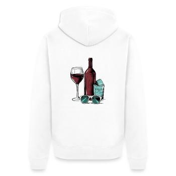 Bouteille de vin et lunettes n°2 - Veste à capuche bio Premium Unisexe - blanc - Dos - Thijin (182cm)