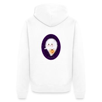 Geist mit Laterne - Unisex Premium Bio Zip Hoodie - Weiß - Hinten - Thijin (182cm)