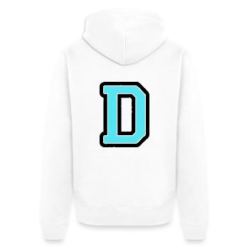 D Buchstabe - Unisex Premium Bio Zip Hoodie - Weiß - Hinten - Thijin (182cm)