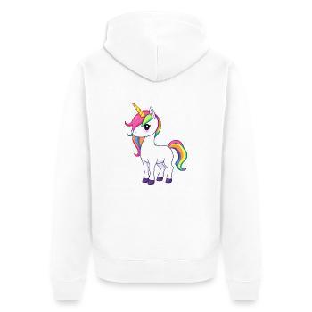 Rainbow Unicorn Fantasy Illustration - Unisex Premium Organic Zip Hoodie - white - Back - Thijin (182cm)