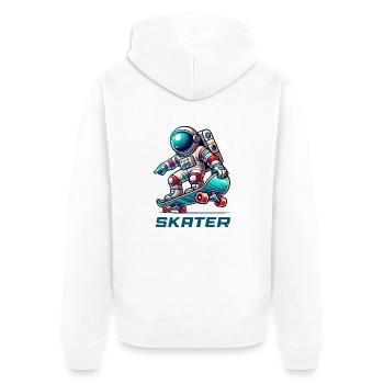 Astronaut Skateboard - Unisex Premium Organic Zip Hoodie - white - Back - Thijin (182cm)