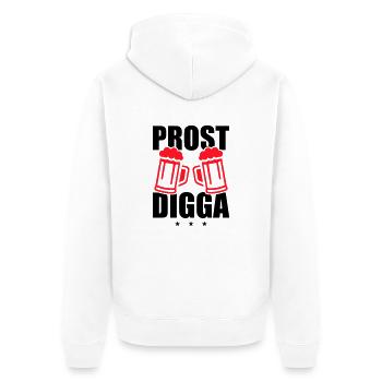 Prost Digga Bier - Unisex Premium Bio Zip Hoodie - Weiß - Hinten - Thijin (182cm)