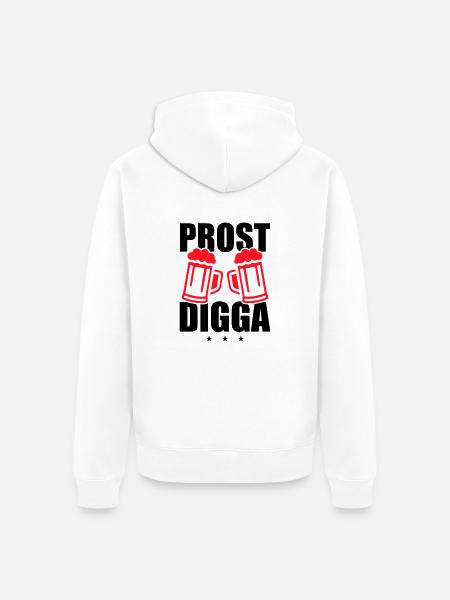 Prost Digga Bier - Unisex Premium Bio Zip Hoodie - Weiß