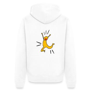 Yellow joy O - Unisex Premium Bio Zip Hoodie - Weiß - Hinten - Thijin (182cm)