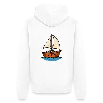sailboat - Unisex Premium Organic Zip Hoodie - white - Back - Thijin (182cm)