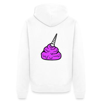 Cheval Licorne Corne Caca Merde Drôle Caca Pile - Veste à capuche bio Premium Unisexe - blanc - Dos - Thijin (182cm)
