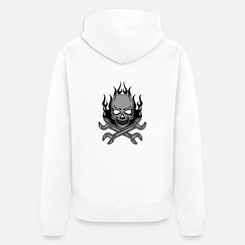 Tuning Skull - Unisex Premium Bio Zip Hoodie - Weiß
