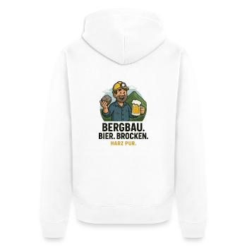 Bergbau Bier Brocken Harz Bergwerk - Unisex Premium Bio Zip Hoodie - Weiß - Hinten - Thijin (182cm)