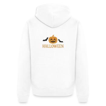 Spooky Jack-o'-lantern Halloween Design - Unisex Premium Organic Zip Hoodie - white - Back - Thijin (182cm)